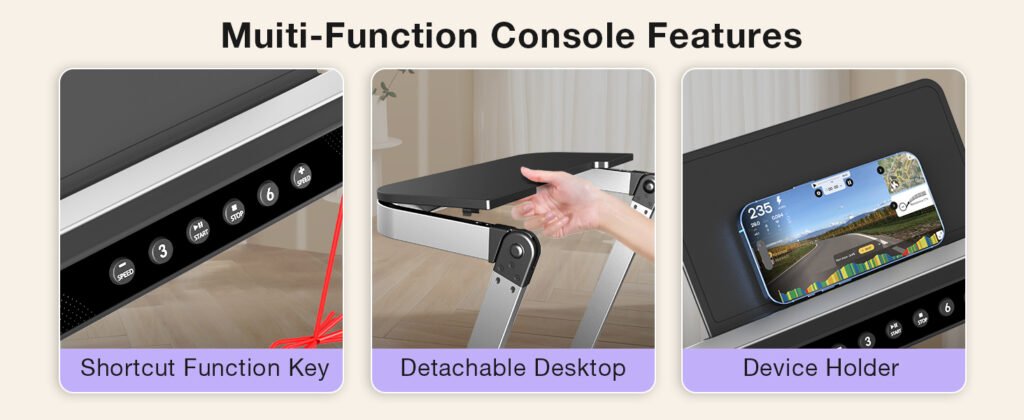 Cardirun under desk treadmill with removable desk surface