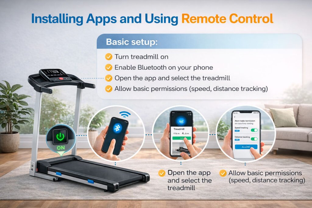 Installing apps and using walking pad remote control